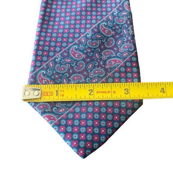Pre Owned Men’s Fleet Street Tie Neck Tie Necktie Classic Print All Silk - Picture 5 of 5